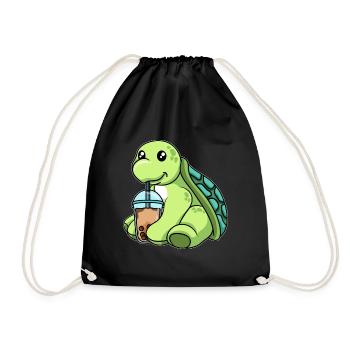 Turtle boit du thé à bulles - Sac de sport léger - noir - Devant