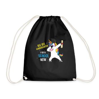 Bye Bye Kindergarten I Rock School Now Unicorn - Drawstring Bag - black - Front