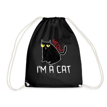 Miau Ich bin ein Katze Halloween Budgetkostüm - Turnbeutel - Schwarz - Vorne