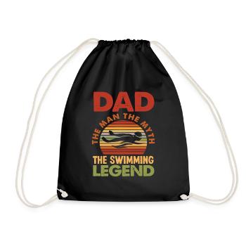 Schwimmen Papa Schwimmer - Turnbeutel - Schwarz - Vorne