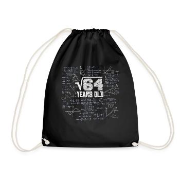 Square root of 64 math nerd 8th birthday - Drawstring Bag - black - Front