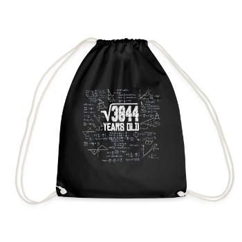 Square Root of 3844 Math Nerd 62nd Birthday - Drawstring Bag - black - Front