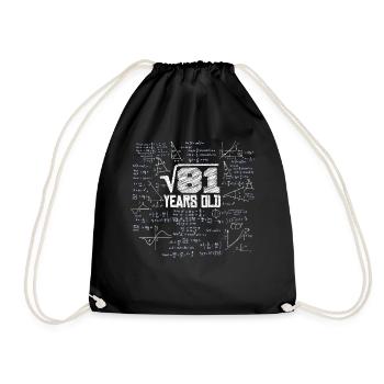 Square Root of 81 Math Nerd 9th Birthday - Drawstring Bag - black - Front