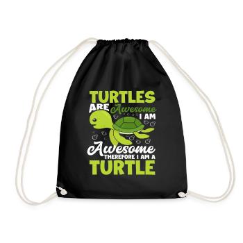 Schildkröte Lustiger Schildkröten Spruch - Turnbeutel - Schwarz - Vorne