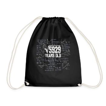 Square Root of 5929 Math Nerd 77th Birthday - Drawstring Bag - black - Front
