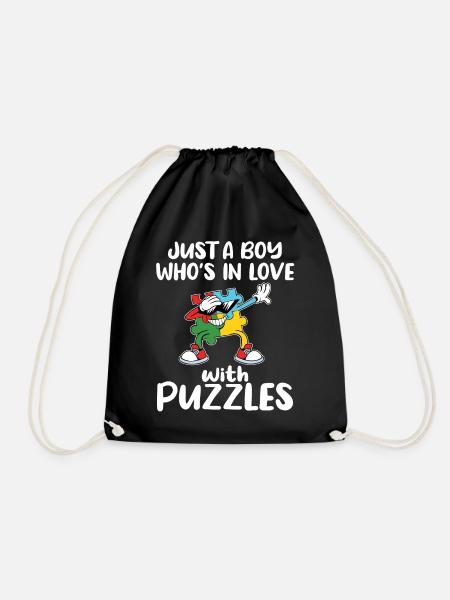 Nur ein Junge in Puzzle verliebt - Turnbeutel - Schwarz