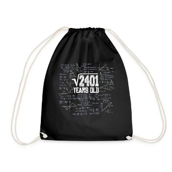 Square Root of 2401 Math Nerd 49th Birthday - Drawstring Bag - black - Front