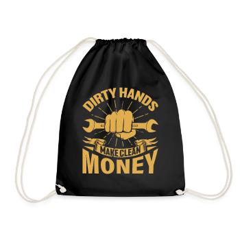 Garage Repair Mechanic Car - Dirty Hands Make Clea - Drawstring Bag - black - Front