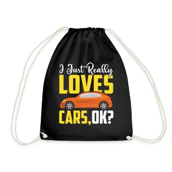 Slogan de dicton mécanicien - J’aime vraiment les voitures, - Sac de sport léger - noir - Devant