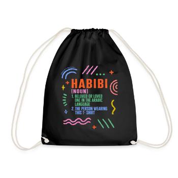 Habibi Noun Definition Shirt, Funny Arabic - Drawstring Bag - black - Front