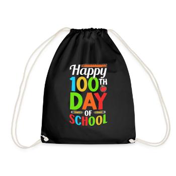 Happy 100 School Day Team Sweet 100 Days - Drawstring Bag - black - Front