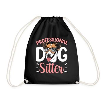 Professioneller Hundesitter Hund Dog Sitting - Turnbeutel - Schwarz - Vorne