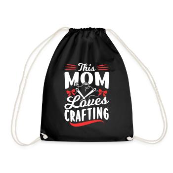 This mom loves to craft mom crafts - Drawstring Bag - black - Front