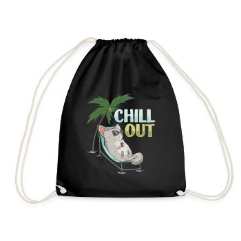 Chin Chilling Chinchilla Chillen - Turnbeutel - Schwarz - Vorne