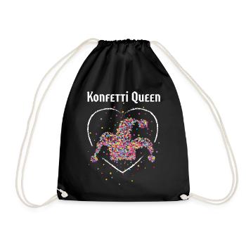 Konfetti Kölner Karneval Fasching Närrin Fasnacht - Turnbeutel - Schwarz - Vorne
