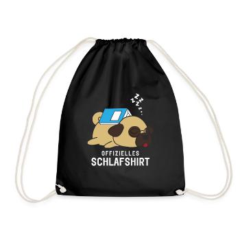 Official Sleeping Shirt Pyjamas Pug Dog Book - Drawstring Bag - black - Front