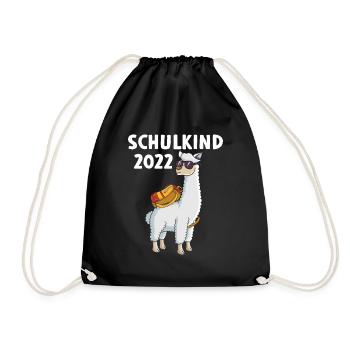 Schulkind 2022 Lama - Turnbeutel - Schwarz - Vorne