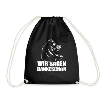 Dankeschön, Bär, Bier, Spruch, Cartoon, Lustig - Turnbeutel - Schwarz - Vorne