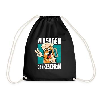 Dankeschön, Comic, Bier, Spruch, Cartoon, Lustig - Turnbeutel - Schwarz - Vorne