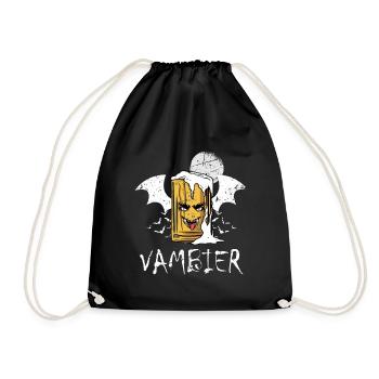 Vambier Halloween Party Bier Fledermaus Vampir - Turnbeutel - Schwarz - Vorne