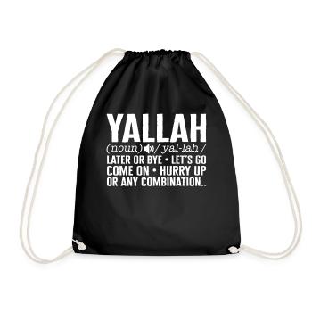 Yallah Noun Definition Shirt, Arabic Muslim Gift - Drawstring Bag - black - Front