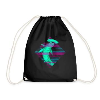 Vaporwave Hammerhead Shark - Drawstring Bag - black - Front