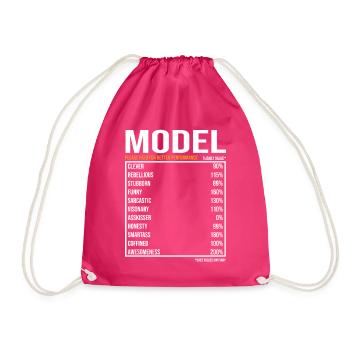 Model Job Saying - Drawstring Bag - fuchsia - Front