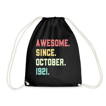 Awesome Since October 1921 - Drawstring Bag - black - Front