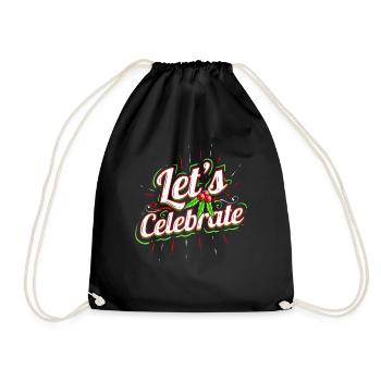 Let's Celebrate Mistletoe For A Merry Christmas - Turnbeutel - Schwarz - Vorne