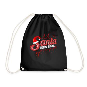 Santa Is Real Santa's Hat Christmas - Turnbeutel - Schwarz - Vorne