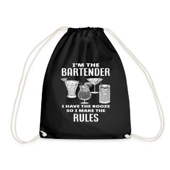 Barkeeper Meine Regeln Spruch Geschenk - Turnbeutel - Schwarz - Vorne