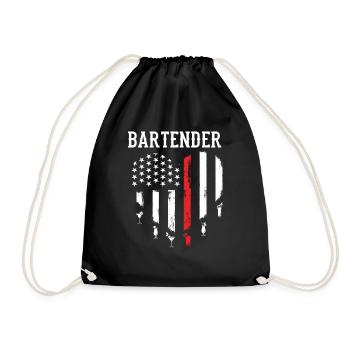 Barkeeper USA Flagge Geschenk - Turnbeutel - Schwarz - Vorne