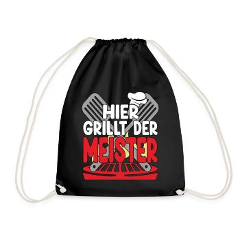 Hier Grillt Der Meister - Turnbeutel - Schwarz - Vorne