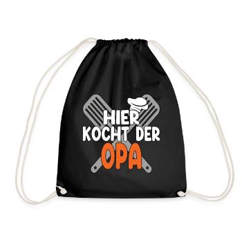 Hier Kocht Der Opa - Turnbeutel - Schwarz - Vorne