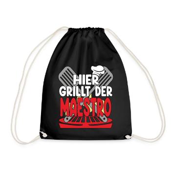 Hier Grillt Der Maestro - Turnbeutel - Schwarz - Vorne