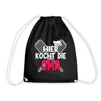 Hier Kocht Die Oma - Turnbeutel - Schwarz - Vorne