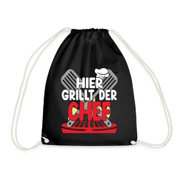 Hier Grillt Der Chef - Turnbeutel - Schwarz - Vorne