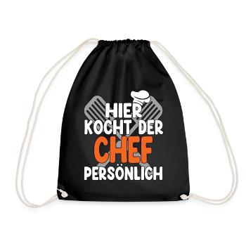 Hier Kocht Der Chef Persönlich - Turnbeutel - Schwarz - Vorne