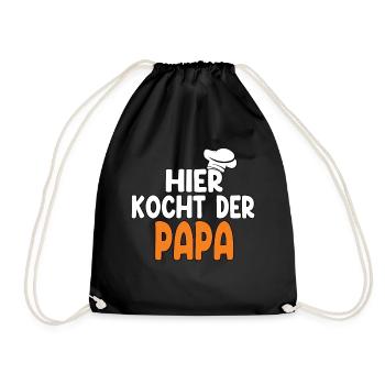 Hier Kocht Der Papa - Turnbeutel - Schwarz - Vorne