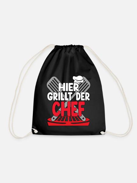 Hier Grillt Der Chef - Turnbeutel - Schwarz