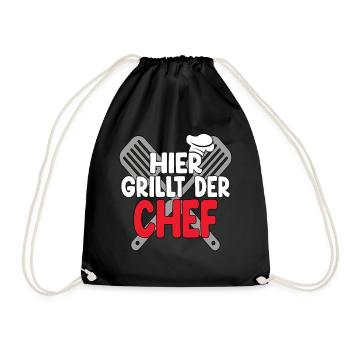 Hier Grillt Der Chef - Turnbeutel - Schwarz - Vorne