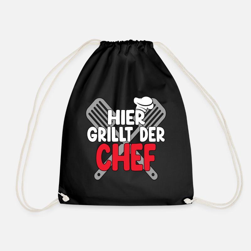 Hier Grillt Der Chef - Turnbeutel - Schwarz