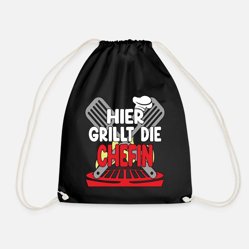 Hier Grillt Die Chefin - Turnbeutel - Schwarz