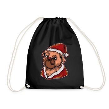 Christmas Ugly Christmas Gift Xmas Pug Pug - Drawstring Bag - black - Front