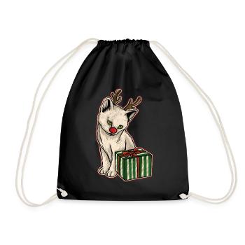Ugly Christmas Sweater Cat - Drawstring Bag - black - Front