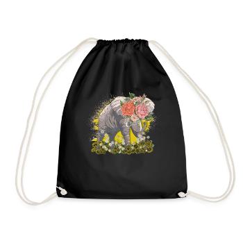 Elephant Elephant Elephant Proboscis Zoo Circus - Drawstring Bag - black - Front
