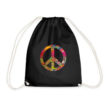 Hippie Peace Groovy Flowerpower Boho Woodstock - Sac de sport léger - noir - Devant