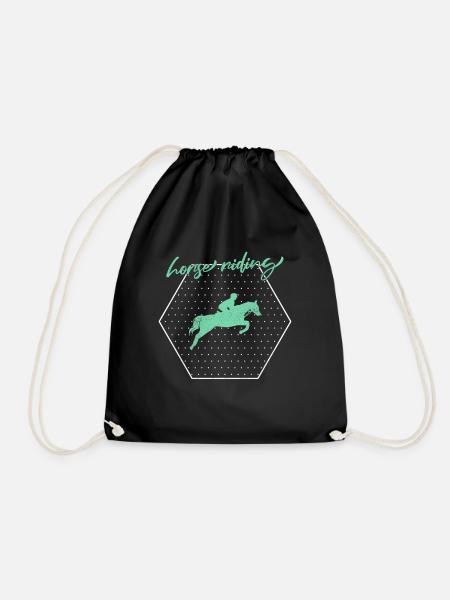 Pferde Reiten - Turnbeutel - Schwarz