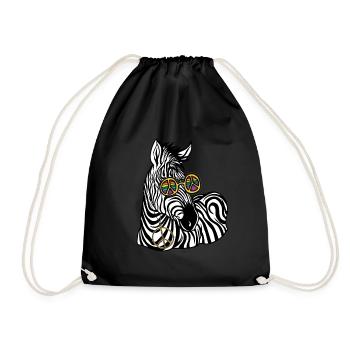 Hippie Tshirt Mouvement pour la Paix Woodstock Boho Groove - Sac de sport léger - noir - Devant