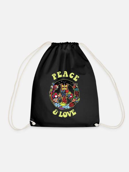 Hippie Geschenk Acidhead Flowerpower Hippi Hippy - Turnbeutel - Schwarz
